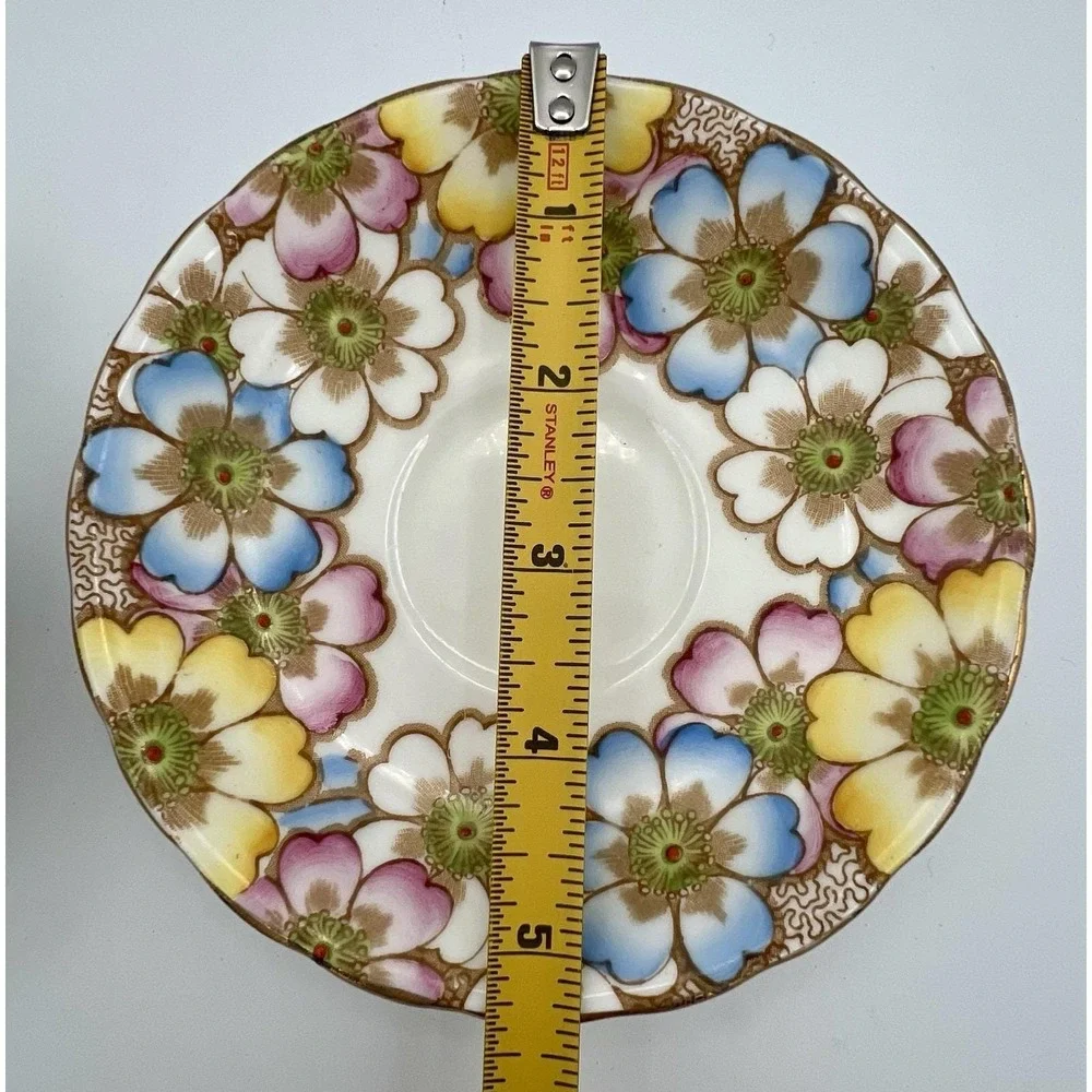 Victoria C and E Bone China England Teacup & Saucer Set  Annette Floral Flowers